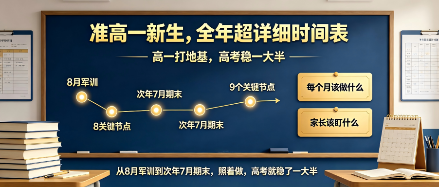 准高一新生的全年超详细时间表，高一打地基！家长需注意！