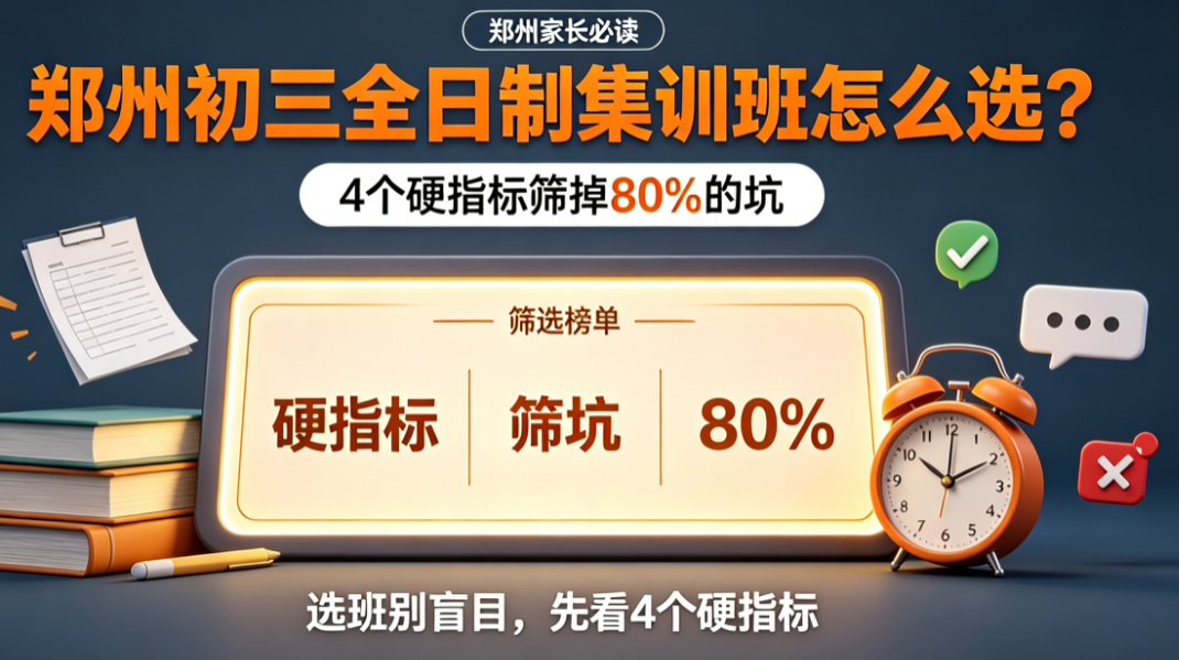 郑州初三全日制集训班怎么选？4个硬指标筛掉80%的坑